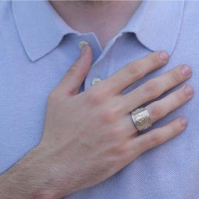 Ανδρικό Δαχτυλίδι Άγκυρα Ασήμι 925° & Χρυσός Κ9 SKU-77577