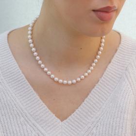 Κολιέ με Fresh Water Pearl με Κούμπωμα 18Κ & Διαμάντια SKU-77294