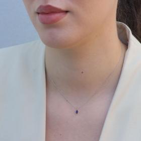 Κολιέ με Ζαφείρι Λευκόχρυσος Κ14 SKU-77640