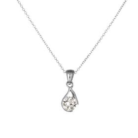 Κολιέ Μονόπετρο Λευκόχρυσος Κ9 με Ζιργκόν SKU-77025