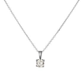 Κολιέ Μονόπετρο Λευκόχρυσος Κ9 με Ζιργκόν SKU-77027