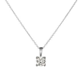 Κολιέ Μονόπετρο Λευκόχρυσος Κ9 με Ζιργκόν SKU-77028
