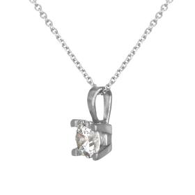 Κολιέ Μονόπετρο Λευκόχρυσος Κ9 με Ζιργκόν SKU-77028