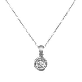 Κολιέ Μονόπετρο Γυναικείο Λευκόχρυσος Κ9 με Ζιργκόν SKU-77160
