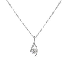 Κολιέ Μονόπετρο Λευκόχρυσος Κ9 με Ζιργκόν SKU-77162