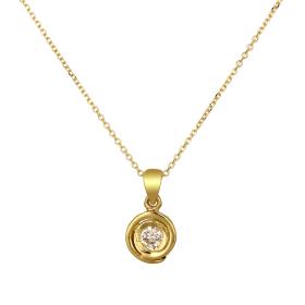 Κολιέ Μονόπετρο Γυναικείο Χρυσός Κ14 με Ζιργκόν SKU-77433