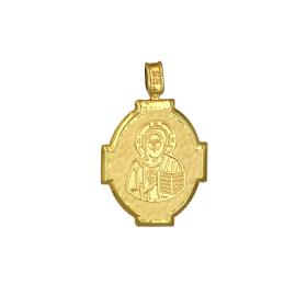 Κωνσταντινάτο Φυλαχτό Διπλής Όψεως με Τον Ιησού Χρυσός Κ9 SKU-77822