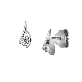 Μονόπετρα Σκουλαρίκια Λευκόχρυσος Κ9 με Ζιργκόν SKU-77171