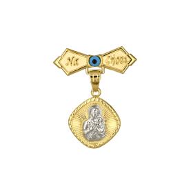 Παραμάνα με Φυλαχτό, Ευχή & Ματάκι Χρυσός & Λευκόχρυσος Κ9 SKU-77448