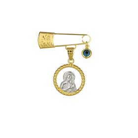 Παραμάνα με Φυλαχτό, Ευχή & Ματάκι Χρυσός & Λευκόχρυσος Κ9 SKU-77449