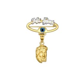 Παραμάνα με Ευχή, Ματάκι & Φυλαχτό Χρυσός & Λευκόχρυσος Κ9 SKU-77452