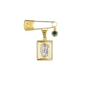 Παραμάνα με Φυλαχτό, Ευχή & Ματάκι Χρυσός & Λευκόχρυσος Κ9 SKU-77454