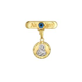 Παραμάνα με Φυλαχτό, Ευχή & Ματάκι Χρυσός & Λευκόχρυσος Κ9 SKU-77669