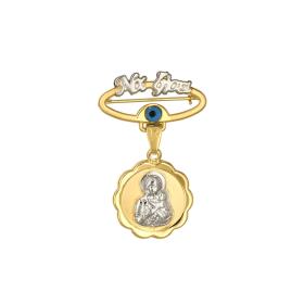 Παραμάνα με Φυλαχτό, Ευχή & Ματάκι Χρυσός & Λευκόχρυσος Κ9 SKU-77671