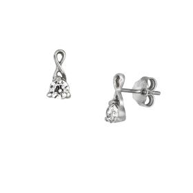 Σκουλαρίκια Καρφωτά Λευκόχρυσος Κ9 με Ζιργκόν SKU-77031