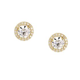 Σκουλαρίκια Καρφωτά Ροζέτα Χρυσός Κ9 με Ζιργκόν SKU-77888
