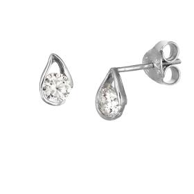 Σκουλαρίκια Καρφωτά Δάκρυ Λευκόχρυσος Κ9 SKU-77168