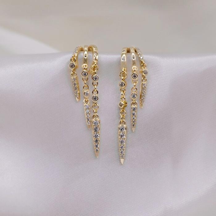 Σκουλαρίκια Κρεμαστά Χρυσός Κ9 με Ζιργκον SKU-77165