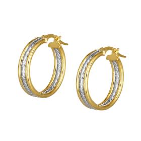 Σκουλαρίκια Κρίκοι Λευκόχρυσος & Χρυσός Κ9 SKU-77271