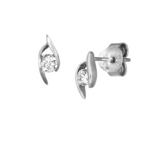 Σκουλαρίκια Μονόπετρα Λευκόχρυσος Κ9 SKU-77170