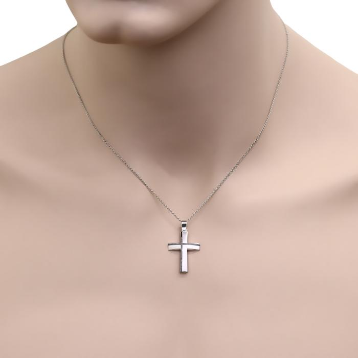 Σταυρός Βάπτισης Αγοριού Λευκόχρυσος K14 με Μαύρο Πλατίνωμα SKU-77527