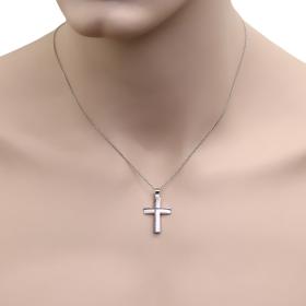 Σταυρός Βάπτισης Αγοριού Λευκόχρυσος K14 με Μαύρο Πλατίνωμα SKU-77527