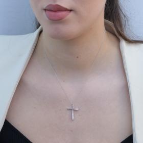 Σταυρός Λευκόχρυσος Κ18 με Διαμάντια SKU-77852