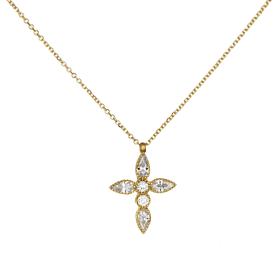 Κολιέ Σταυρός Χρυσός Κ9 με Ζιργκόν SKU-77655