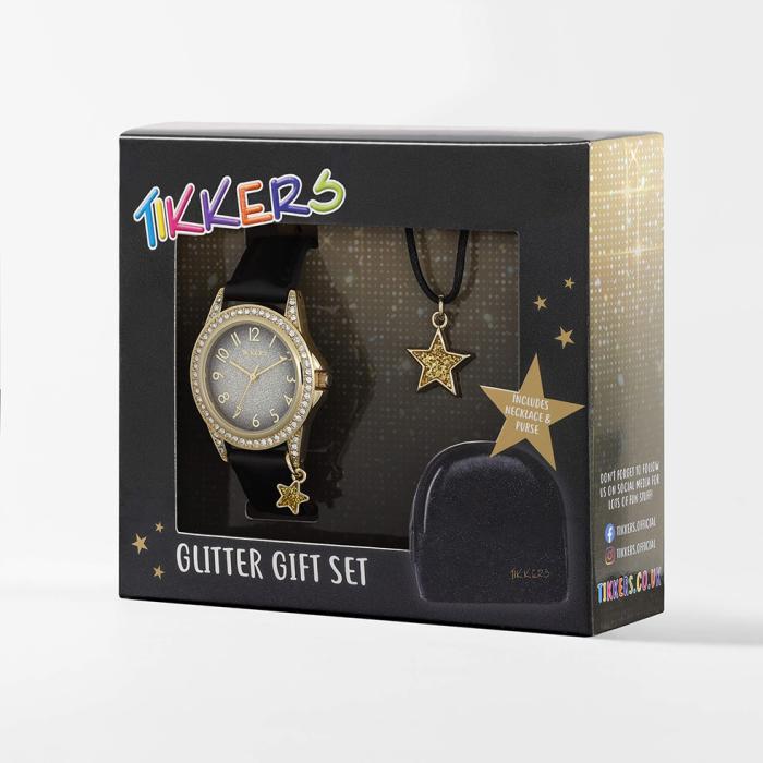 Παιδικό Ρολόι TIKKERS Glitter Gift, Μαύρο Λουράκι & Πορτοφόλι | ΑΤΚ1109 SKU-77052