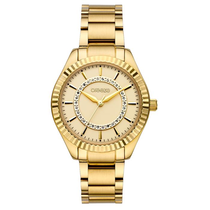 Γυναικείο Ρολόι BREEZE Magnificent Swarovski Χρυσό Μπρασελέ | 212471.2 SKU-77521