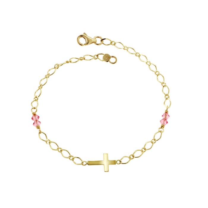 Βραχιόλι με Σταυρό & Swarovski Χρυσός Κ9 SKU-78516