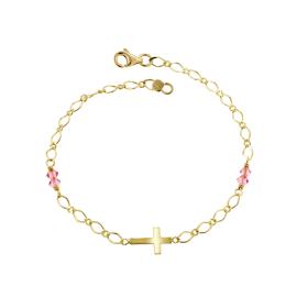 Βραχιόλι με Σταυρό & Swarovski Χρυσός Κ9 SKU-78516
