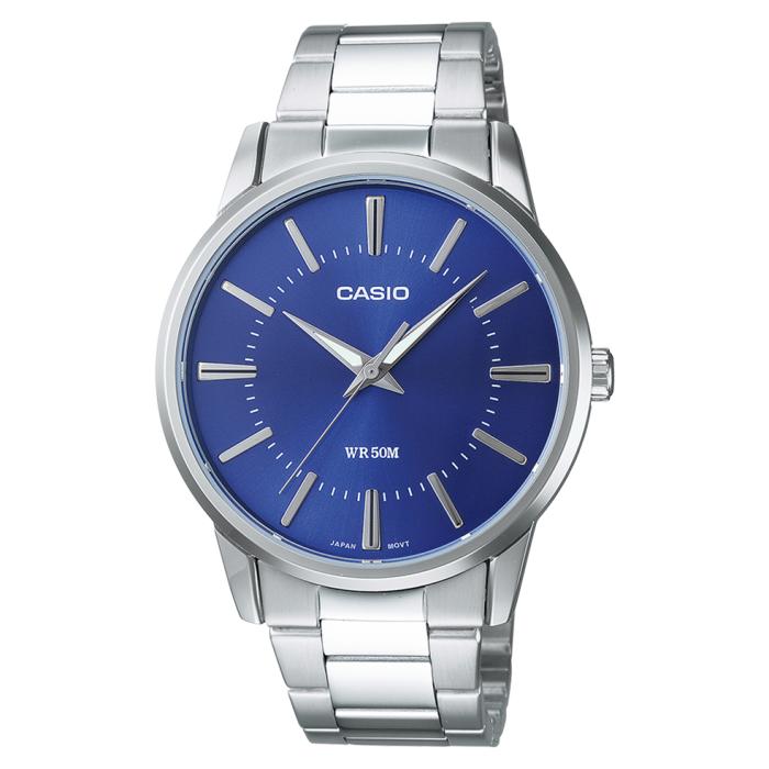 Ανδρικό Ρολόι CASIO με Μπλέ Καντράν & Ασημί Μπρασελέ | MTP-1303PD-2AVEG SKU-78767