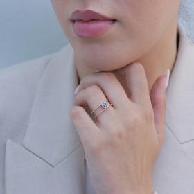 Δαχτυλίδι Fashion Ροζ Χρυσός Κ9 με Λευκά & Μπλε Ζιργκόν SKU-78759