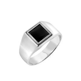 Ανδρικό Δαχτυλίδι Ασήμι 925° με Μαύρο Όνυχα SKU-78170