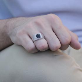 Ανδρικό Δαχτυλίδι Ασήμι 925° με Μαύρο Όνυχα SKU-78170