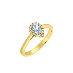 Δαχτυλίδι Ροζέτα με Sky Blue Topaz & Διαμάντια Χρυσός Κ18 SKU-78533
