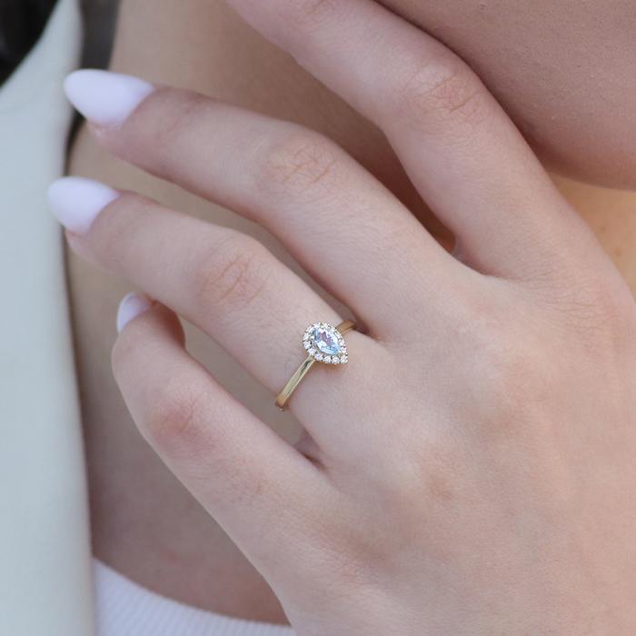 Δαχτυλίδι Ροζέτα με Sky Blue Topaz & Διαμάντια Χρυσός Κ18 SKU-78533