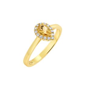 Δαχτυλίδι Ροζέτα με Citrine & Διαμάντια Χρυσός Κ18 SKU-78534
