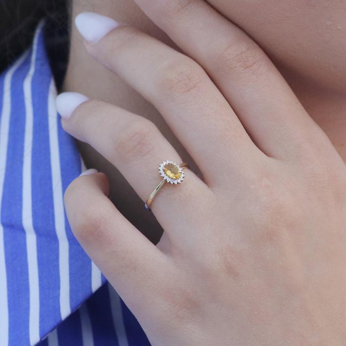 Δαχτυλίδι Ροζέτα με Citrine & Διαμάντια Χρυσός Κ18 SKU-78537