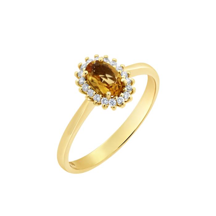 Δαχτυλίδι Ροζέτα με Citrine & Διαμάντια Χρυσός Κ18 SKU-78537