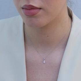 Κολιέ Δάκρυ Λευκόχρυσος Κ14 με Διαμάντια SKU-78149