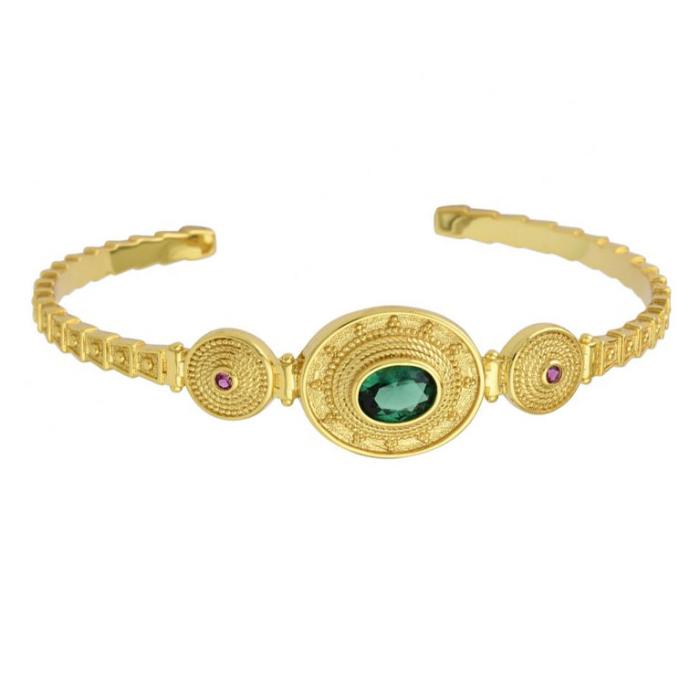 Βραχιόλι με Βυζαντινό Ύφος Ασήμι 925° με Ζιργκόν SKU-78619