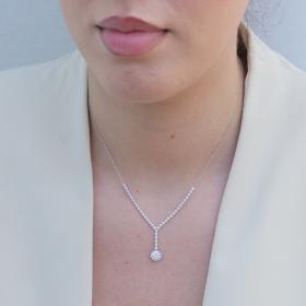 Γυναικείο Κολιέ Ριβιέρα Λευκόχρυσος Κ9 με Ζιργκόν SKU-78691