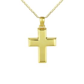 Κλασικός Σταυρός Χρυσός Κ14 με Λουστρέ Φινίρισμα SKU-78416