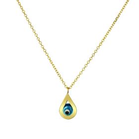 Κολιέ Δάκρυ με Ματάκι Χρυσός Κ9 SKU-78467