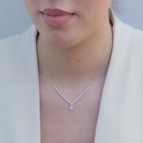 Κολιέ Ριβιέρα Λευκόχρυσος Κ9 με Ζιργκόν SKU-78694