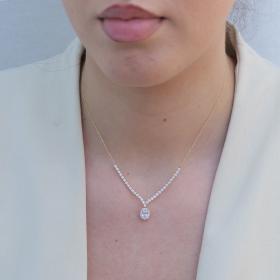 Κολιέ Ροζέτα με Λευκά Ζιργκόν Χρυσός Κ9 SKU-78704