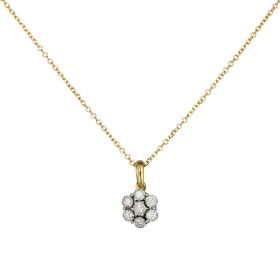Κολιέ Ροζέτα Χρυσός & Λευκόχρυσος Κ14 με Διαμάντια SKU-78140