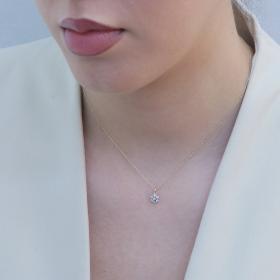 Κολιέ Ροζέτα Χρυσός & Λευκόχρυσος Κ14 με Διαμάντια SKU-78140